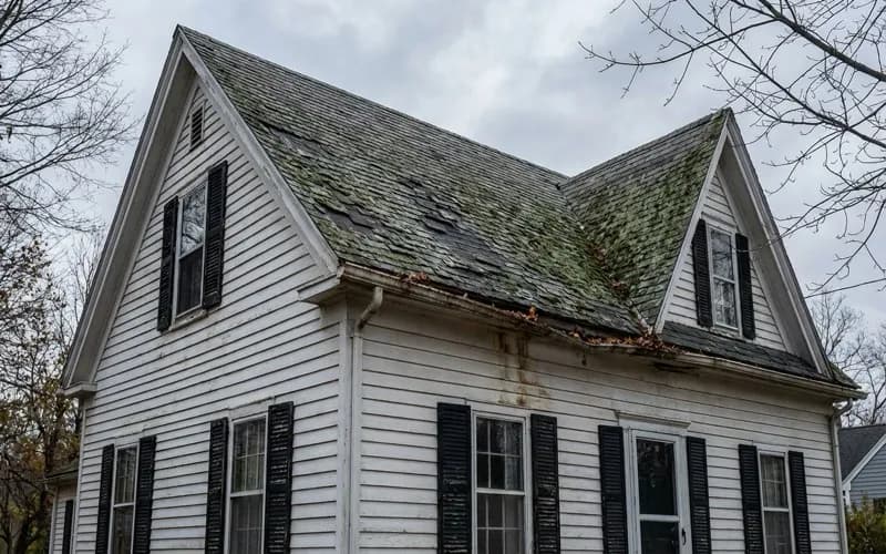 Colonial New England home before roof and solar installation